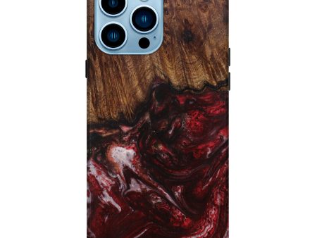 iPhone 14 Pro Max Wood+Resin Live Edge Phone Case - Aila (Dark Red, 594193) For Discount