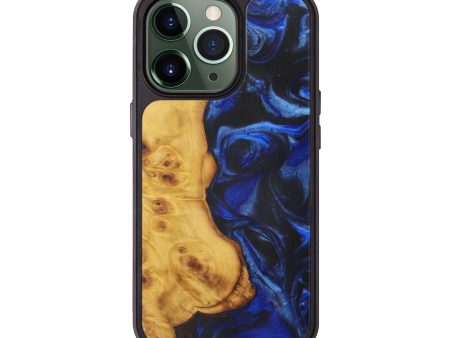 iPhone 13 Pro Wood+Resin Phone Case - Thedore (Dark Blue, 589780) Online Hot Sale