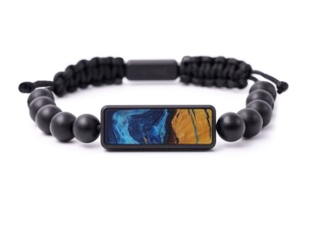 Bead Wood+Resin Bracelet - Rozina (Teal & Gold, 588487) For Sale