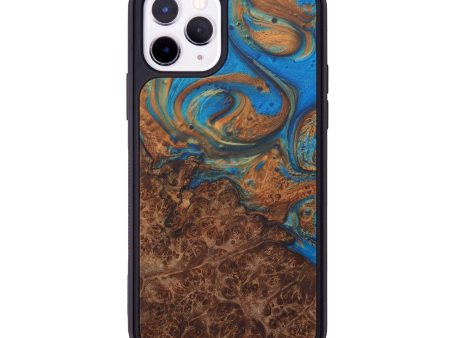 iPhone 11 Pro Wood+Resin Phone Case - Malina (Teal & Gold, 588431) For Cheap