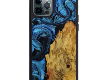 iPhone 12 Pro Wood+Resin Phone Case - Deshaun (Dark Blue, 593186) Online now