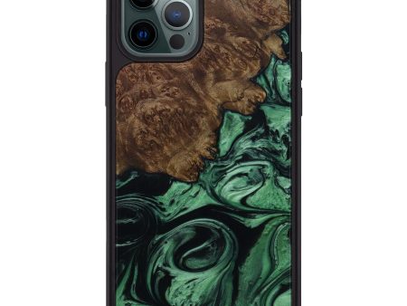 iPhone 12 Pro Max Wood+Resin Phone Case - Gabrielle (Dark Green, 590628) Discount