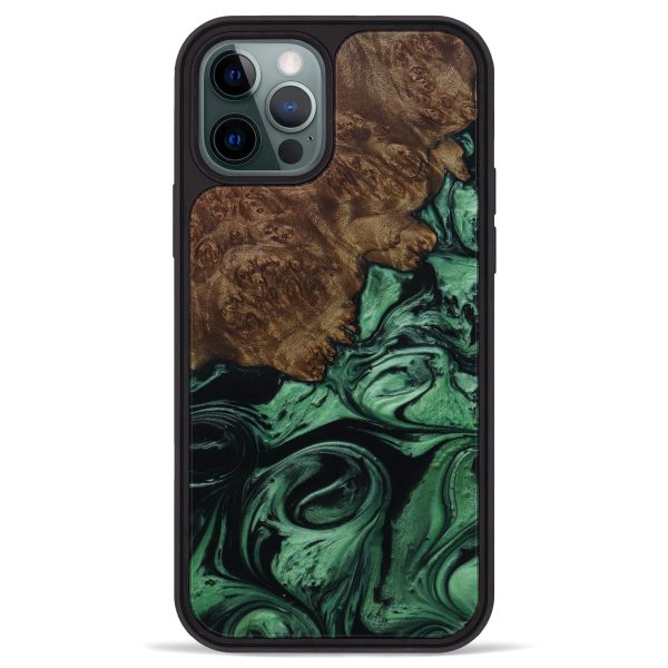 iPhone 12 Pro Max Wood+Resin Phone Case - Gabrielle (Dark Green, 590628) Discount