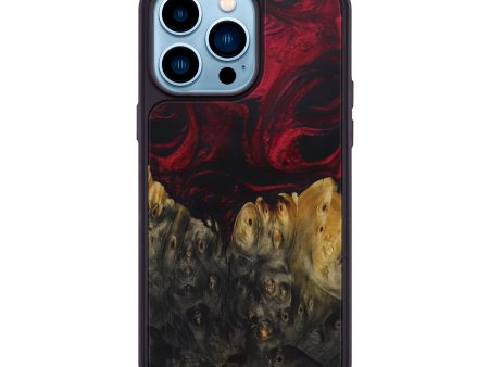 iPhone 14 Pro Max Wood+Resin Phone Case - Viviene (Dark Red, 587410) Sale