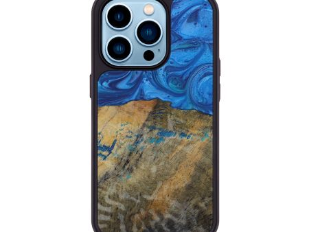 iPhone 14 Pro Wood+Resin Phone Case - Silas (Light Blue, 592420) Online now