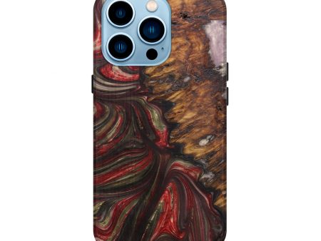 iPhone 14 Pro Wood+Resin Live Edge Phone Case - Ardenia (Dark Red, 593754) Discount