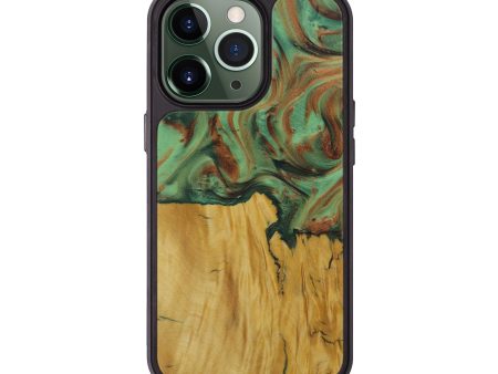 iPhone 13 Pro Wood+Resin Phone Case - Gracinda (Dark Green, 591274) For Cheap