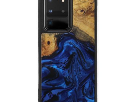 Galaxy S20 Ultra Wood+Resin Phone Case - Leontine (Dark Blue, 593143) Online now