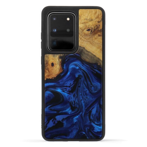 Galaxy S20 Ultra Wood+Resin Phone Case - Leontine (Dark Blue, 593143) Online now