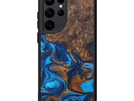 Galaxy S22 Ultra Wood+Resin Phone Case - Ketan (Teal & Gold, 588479) For Cheap