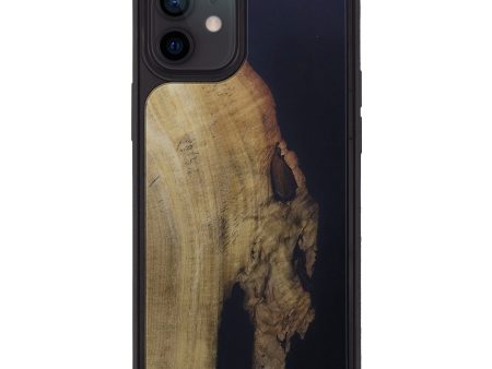 iPhone 12 Wood+Resin Phone Case - Cayden (Pure Black, 591713) For Cheap