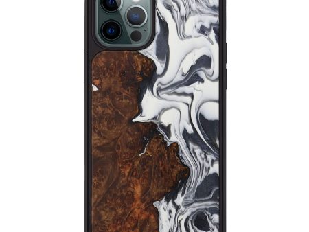 iPhone 12 Pro Wood+Resin Phone Case - Tamika (Black & White, 594767) Online Hot Sale