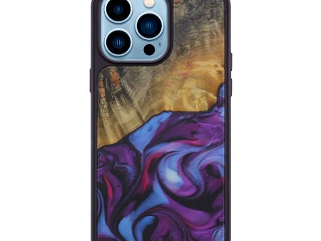 iPhone 14 Pro Max Wood+Resin Phone Case - Wren (Purple, 588589) on Sale