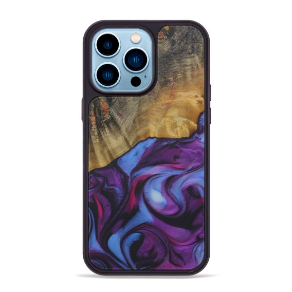 iPhone 14 Pro Max Wood+Resin Phone Case - Wren (Purple, 588589) on Sale