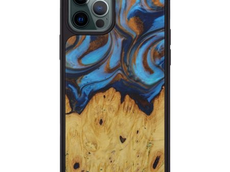 iPhone 12 Pro Max Wood+Resin Phone Case - Klarrisa (Teal & Gold, 587490) Cheap