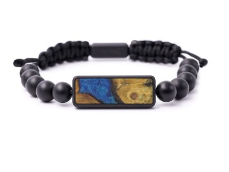 Bead Wood+Resin Bracelet - Jaden (Light Blue, 591662) For Sale