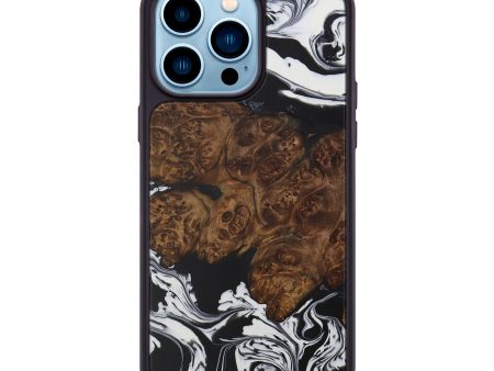 iPhone 14 Pro Max Wood+Resin Phone Case - Norbert (Black & White, 591040) on Sale