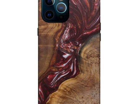 iPhone 12 Pro Max Wood+Resin Live Edge Phone Case - Italo (Dark Red, 593774) Cheap