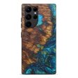 Galaxy S22 Ultra Wood+Resin Live Edge Phone Case - Sieber (Teal & Gold, 594897) Online Hot Sale