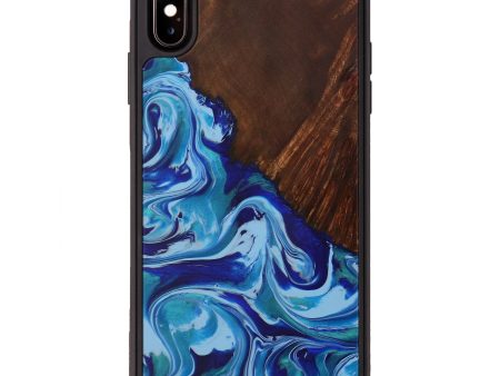 iPhone Xs Max Wood+Resin Phone Case - Yogesh (Dark Blue, 593228) Online now