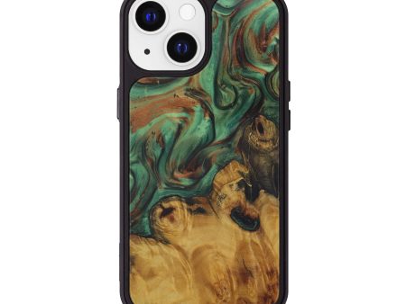 iPhone 13 Wood+Resin Phone Case - Fronnie (Dark Green, 590931) Cheap