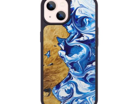 iPhone 14 Wood+Resin Phone Case - Kamil (Light Blue, 590530) For Cheap