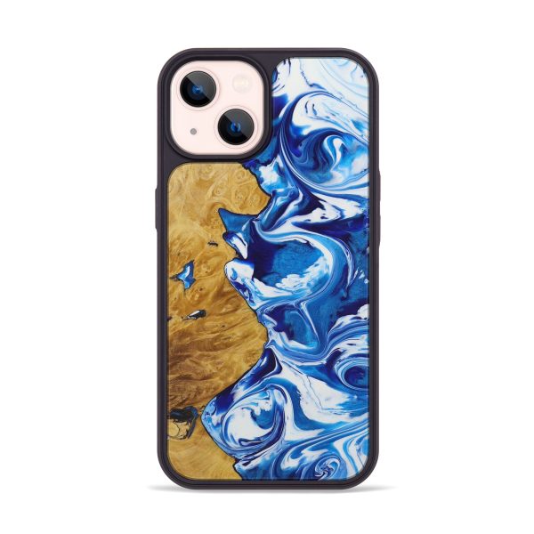 iPhone 14 Wood+Resin Phone Case - Kamil (Light Blue, 590530) For Cheap