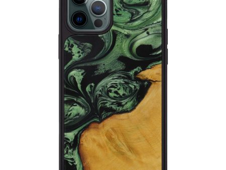 iPhone 12 Pro Max Wood+Resin Phone Case - Cristofer (Dark Green, 590550) For Discount