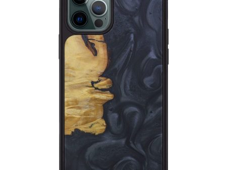 iPhone 12 Pro Max Wood+Resin Phone Case - Marriet (Pure Black, 591722) on Sale