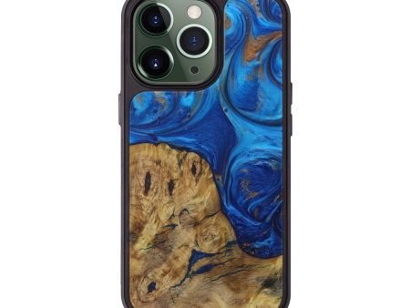 iPhone 13 Pro Wood+Resin Phone Case - Mil (Teal & Gold, 590844) Supply