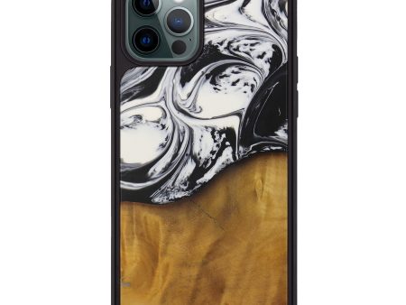 iPhone 12 Pro Wood+Resin Phone Case - Cameron (Black & White, 592711) Supply