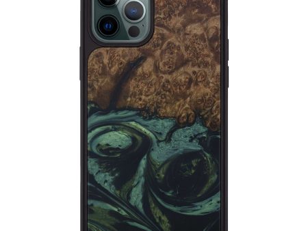 iPhone 12 Pro Max Wood+Resin Phone Case - Chrysa (Dark Green, 587191) Online