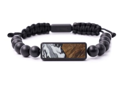 Bead Wood+Resin Bracelet - Leonanie (Black & White, 592627) Online