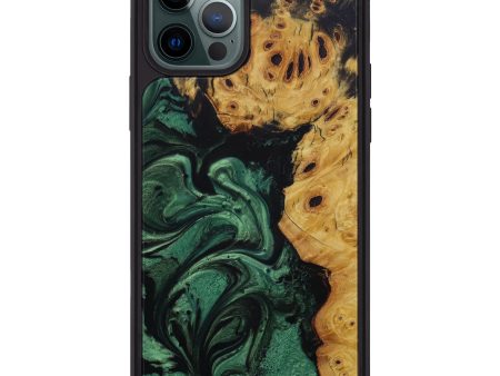 iPhone 12 Pro Max Wood+Resin Phone Case - Lavar (Dark Green, 589000) For Sale