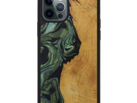 iPhone 12 Pro Wood+Resin Phone Case - Larysa (Dark Green, 590941) on Sale