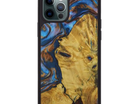 iPhone 12 Pro Wood+Resin Phone Case - Aron (Teal & Gold, 590782) Online