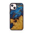 iPhone 14 Wood+Resin Phone Case - Xenia (Teal & Gold, 594976) on Sale