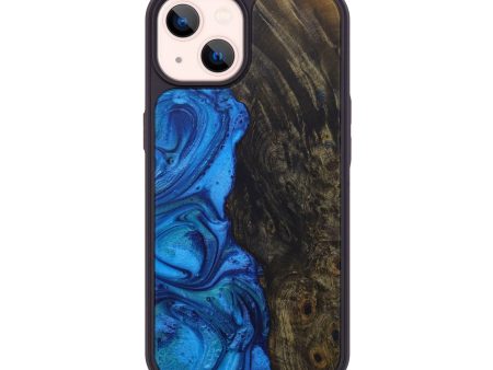 iPhone 14 Wood+Resin Phone Case - Caressa (Dark Blue, 587536) Sale