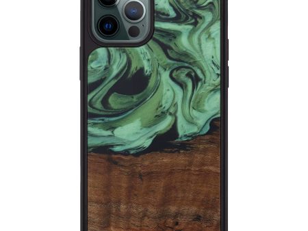 iPhone 12 Pro Max Wood+Resin Phone Case - Sharman (Dark Green, 587288) For Cheap