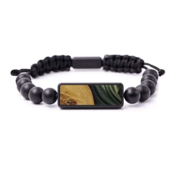 Bead Wood+Resin Bracelet - Concettina (Dark Green, 588154) Online now