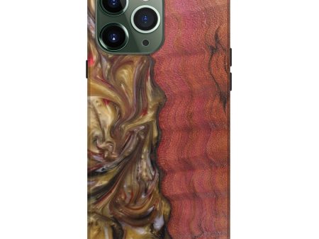 iPhone 13 Pro Max Wood+Resin Live Edge Phone Case - Cedric (Dark Red, 591452) For Sale