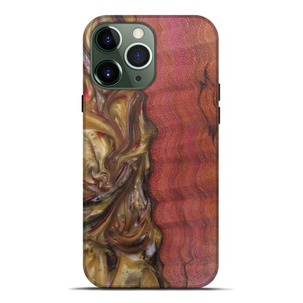 iPhone 13 Pro Max Wood+Resin Live Edge Phone Case - Cedric (Dark Red, 591452) For Sale