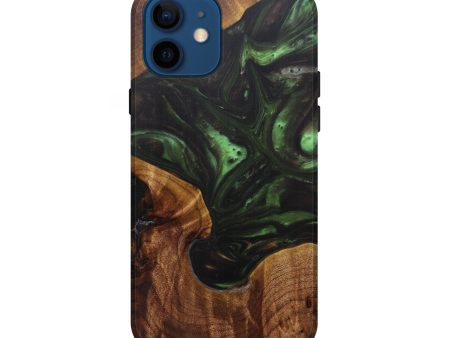 iPhone 12 Wood+Resin Live Edge Phone Case - Gilligan (Dark Green, 594188) Fashion