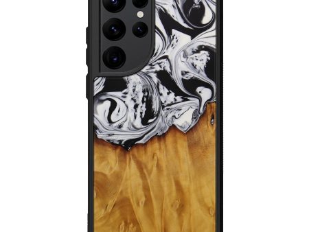 Galaxy S22 Ultra Wood+Resin Phone Case - Eldridge (Black & White, 592718) Sale