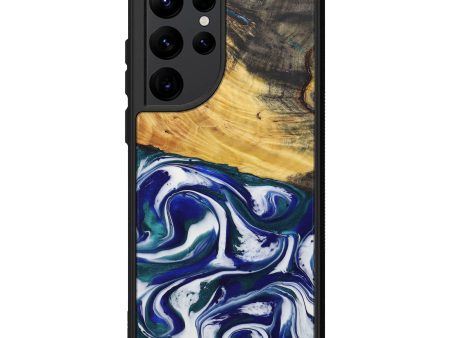 Galaxy S22 Ultra Wood+Resin Phone Case - Den (Dark Blue, 589876) For Cheap