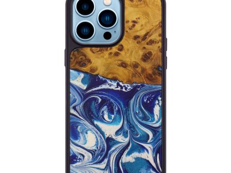 iPhone 14 Pro Max Wood+Resin Phone Case - Neilla (Light Blue, 587553) Cheap