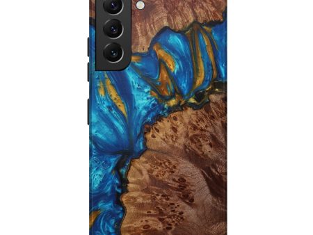 Galaxy S22 Plus Wood+Resin Live Edge Phone Case - Nathan (Teal & Gold, 588711) Fashion