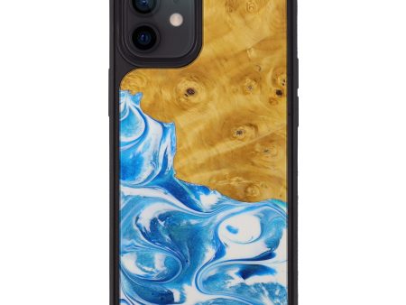 iPhone 12 Wood+Resin Phone Case - Augusto (Light Blue, 590521) on Sale