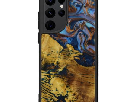 Galaxy S22 Ultra Wood+Resin Phone Case - Ardenia (Teal & Gold, 590702) Sale