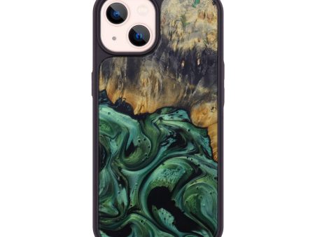 iPhone 14 Wood+Resin Phone Case - Anetta (Dark Green, 593625) Cheap